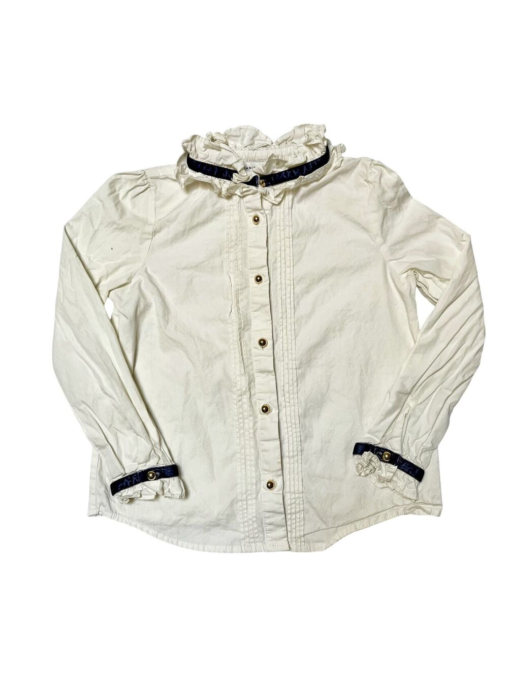 Janie And Jack Ruffle Ribbon Poplin Top Size 7